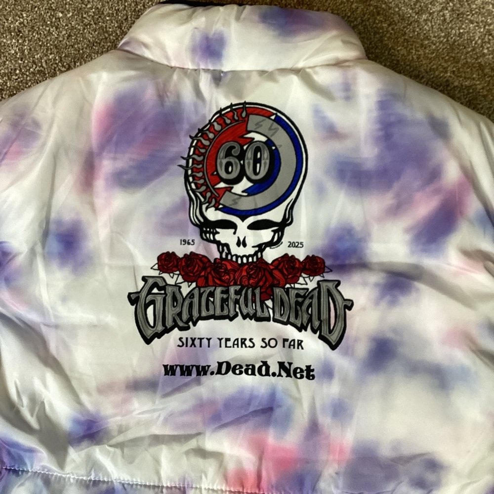 Grateful Dead Red Sox 60th Anniversary Tie Dye Puffer Vest M - Picture 3 of 8